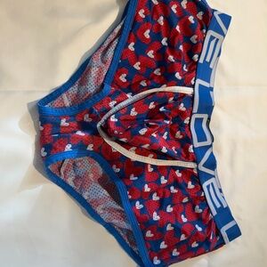 Andrew Christian Blue and Red Heart Briefs